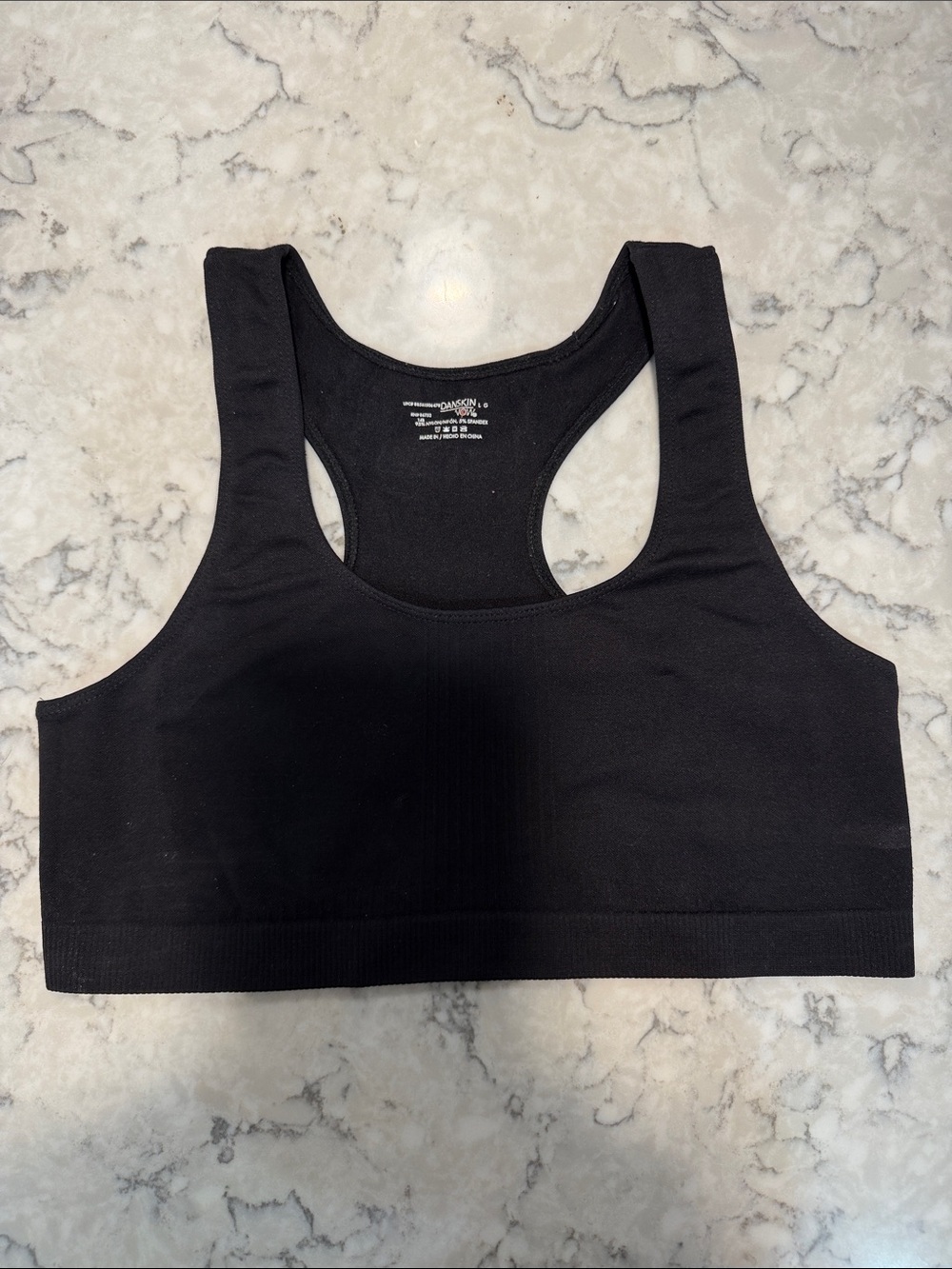 Danskin Black Seamless Racerback Sports Bra/Size Large